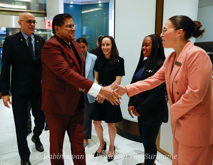 President Santokhi aangekomen in Manhattan 